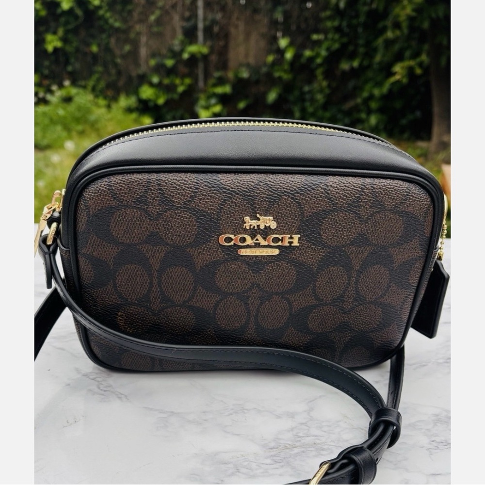 Coach Signature Black and Brown Crossbody Bag